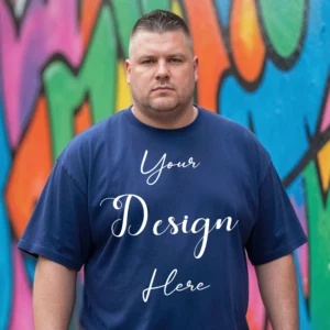 Mens Black Plus-size T-shirt Mockup, Front View