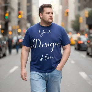 Mens Black Plus-size T-shirt Mockup, Front View