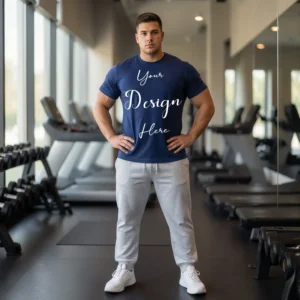 Mens Black Plus-size T-shirt Mockup, Front View