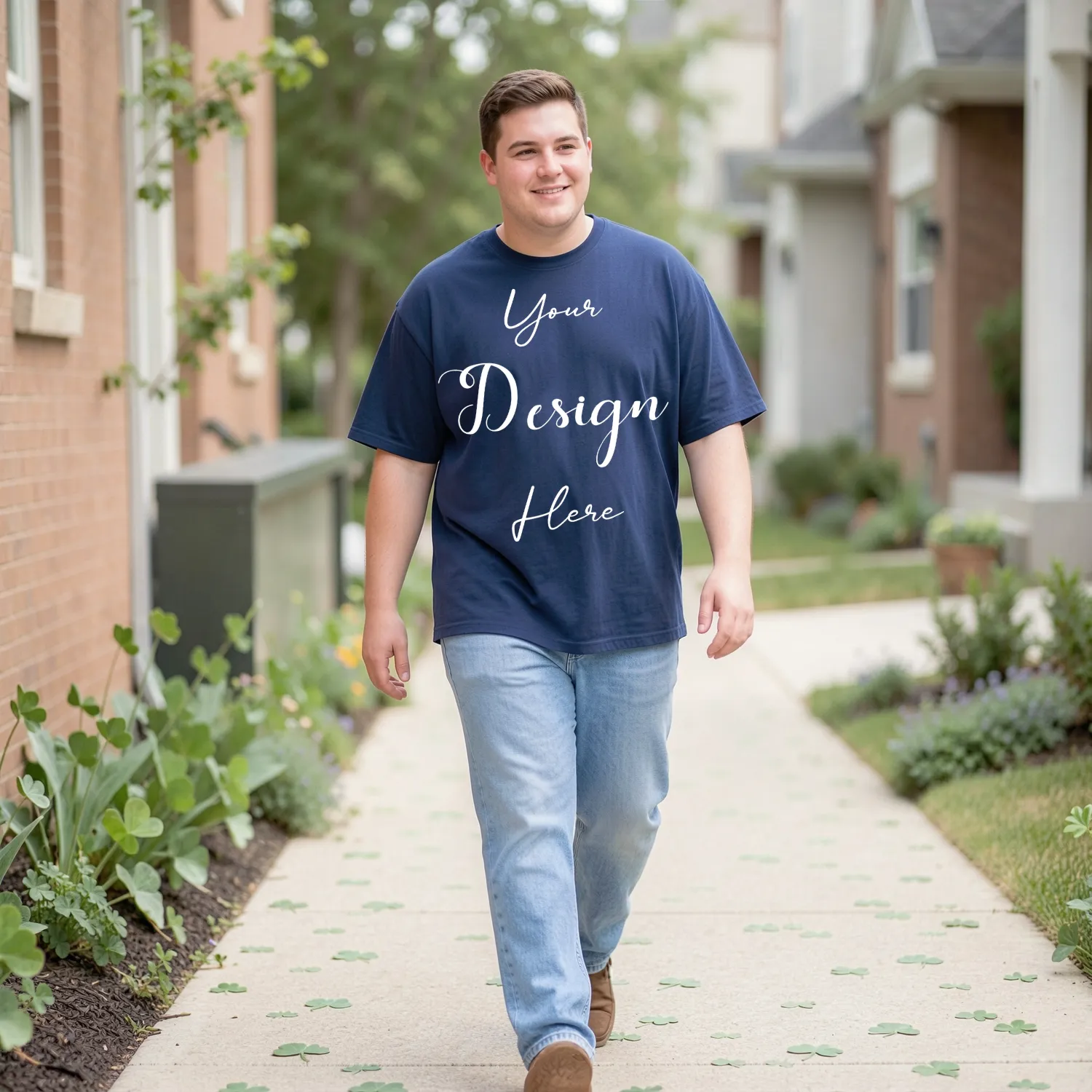 Mens Black Plus-size T-shirt Mockup, Front View