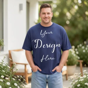 Mens Black Plus-size T-shirt Mockup, Front View