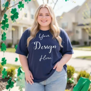 Womens Dark Blue Plus-size T-shirt Mockup-1 Front View | For Etsy, Shopify and POD Sellers