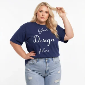 Womens Dark Blue Plus-size T-shirt Mockup-3 Front View | For Etsy, Shopify and POD Sellers