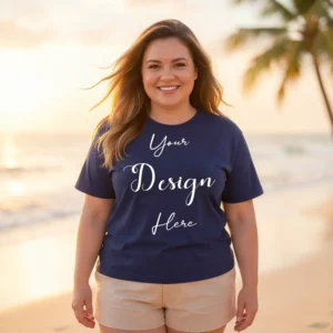 Womens Dark Blue Plus-size T-shirt Mockup-4 Front View | For Etsy, Shopify and POD Sellers