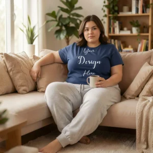 Womens Dark Blue Plus-size T-shirt Mockup-5 Front View | For Etsy, Shopify and POD Sellers