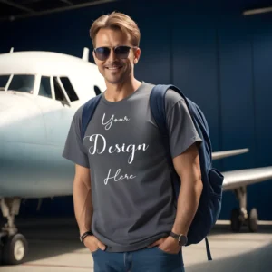 Mens Dark Gray T-Shirt Mockup, Front View