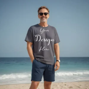 Mens Dark Gray T-Shirt Mockup, Front View