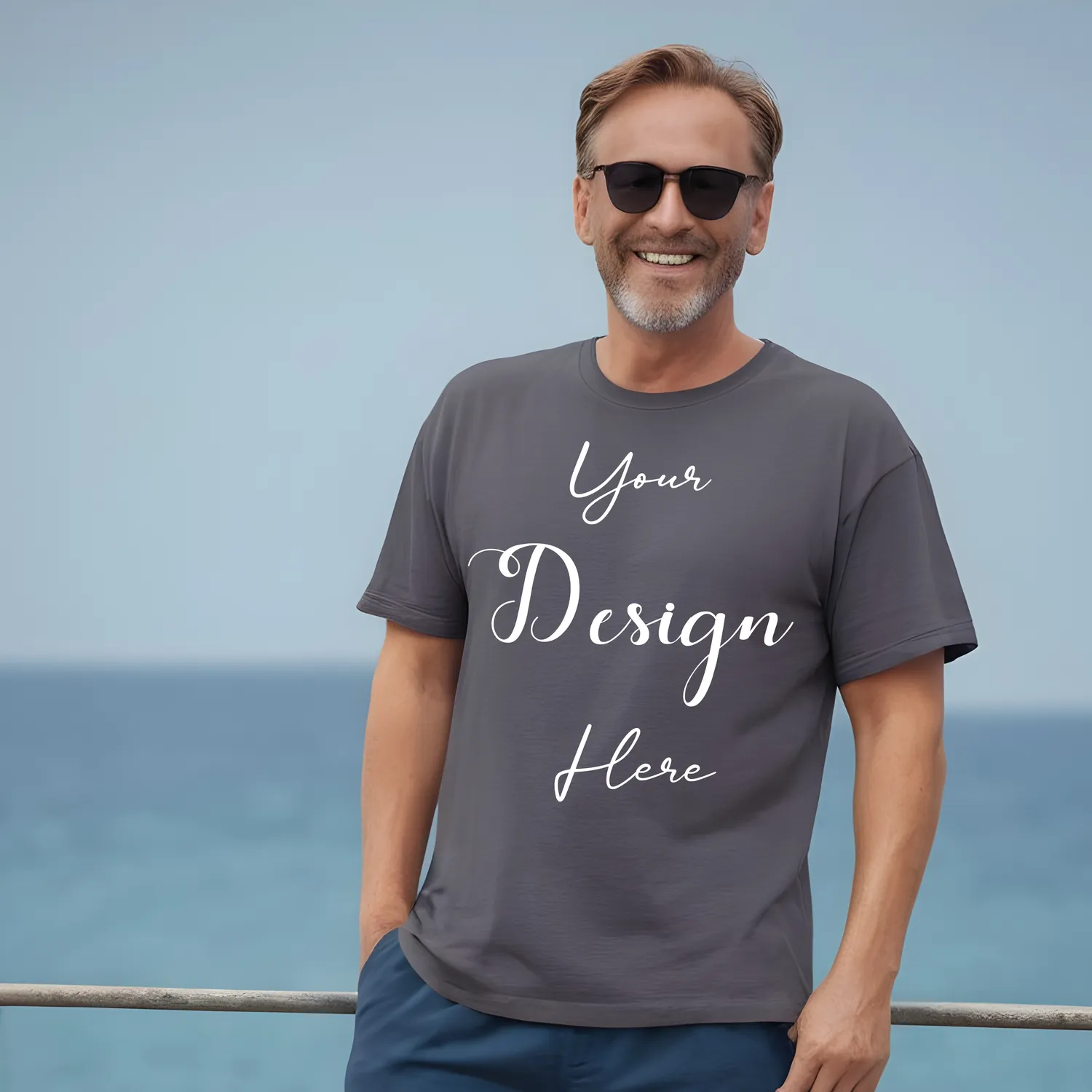 Mens Dark Gray T-Shirt Mockup, Front View