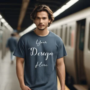 Mens Dark Gray T-Shirt Mockup, Front View