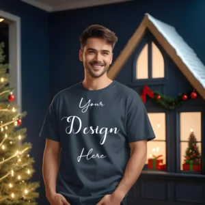 Mens Dark Gray T-Shirt Mockup, Front View