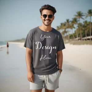 Mens Dark Gray T-Shirt Mockup, Front View