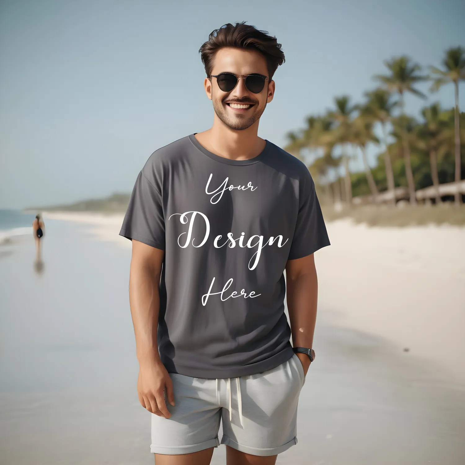 Mens Dark Gray T-Shirt Mockup, Front View