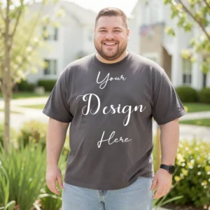 Mens Black Plus-size T-shirt Mockup, Front View