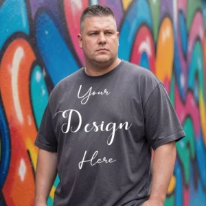 Mens Black Plus-size T-shirt Mockup, Front View