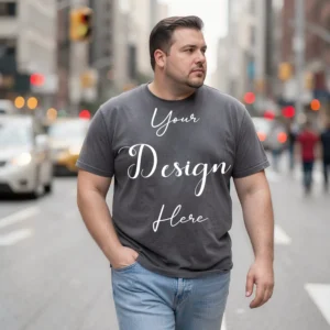Mens Black Plus-size T-shirt Mockup, Front View