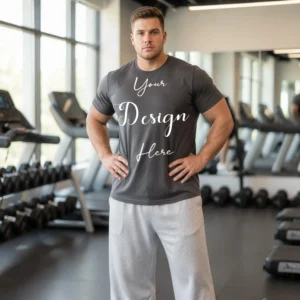 Mens Black Plus-size T-shirt Mockup, Front View