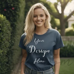 Women's Dark Gray T-Shirt Mockup, Front View