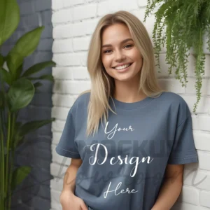 Women's Dark Gray T-Shirt Mockup, Front View