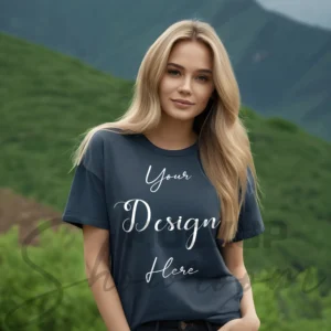 Women's Dark Gray T-Shirt Mockup, Front View