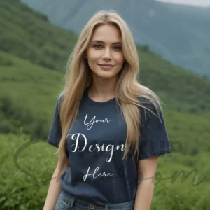 Women's Dark Gray T-Shirt Mockup, Front View