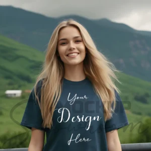 Women's Dark Gray T-Shirt Mockup, Front View