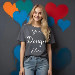 Women's Dark Gray T-Shirt Mockup, Front View