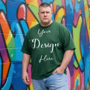 Mens Black Plus-size T-shirt Mockup, Front View