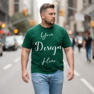 Mens Black Plus-size T-shirt Mockup, Front View