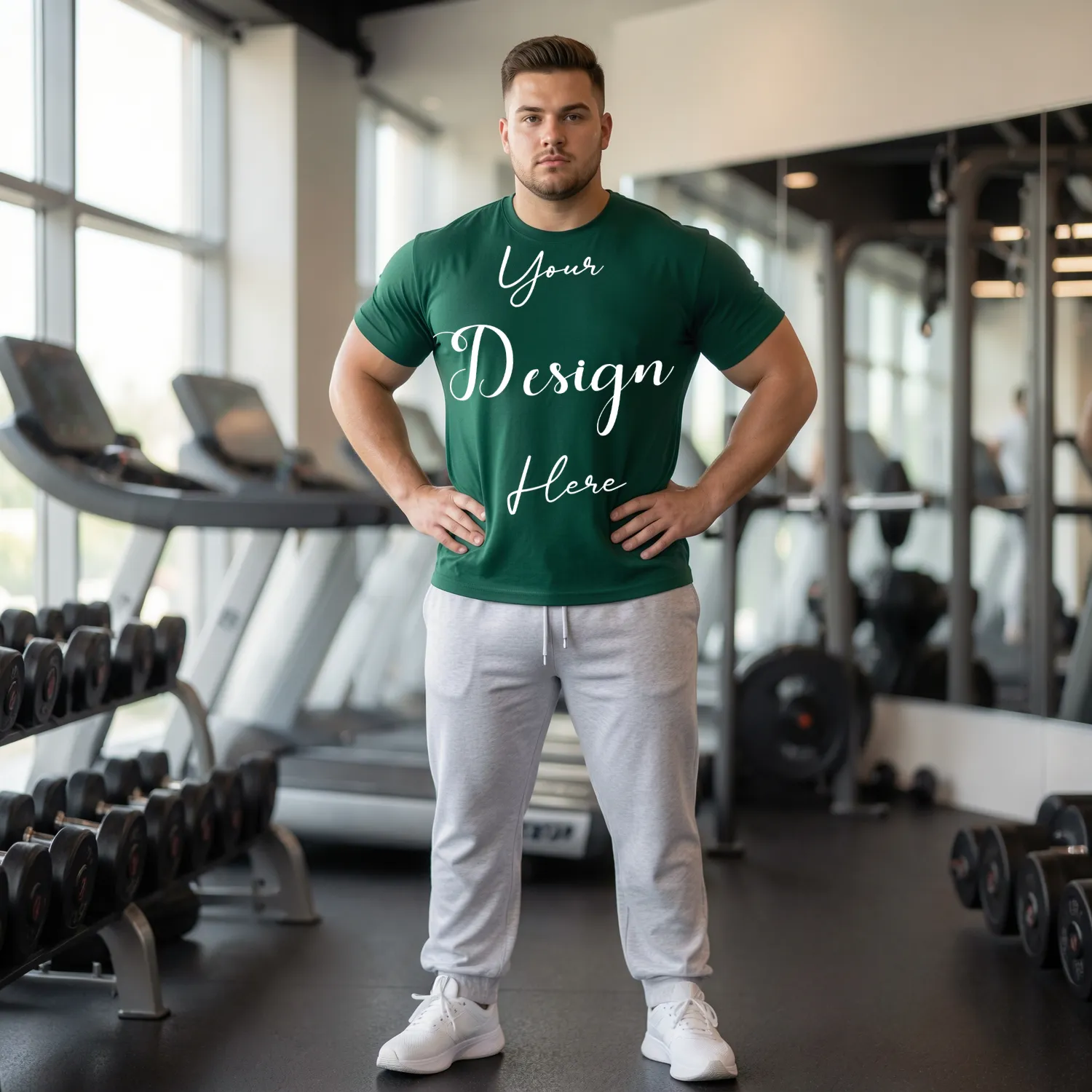 Mens Black Plus-size T-shirt Mockup, Front View