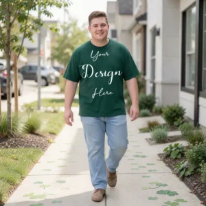 Mens Black Plus-size T-shirt Mockup, Front View