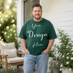Mens Black Plus-size T-shirt Mockup, Front View