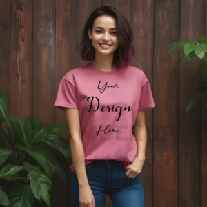 Women's Dark Pink T-Shirt Mockup, Front View