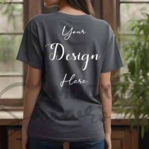Women's Gray T-Shirt Mockup, Back View