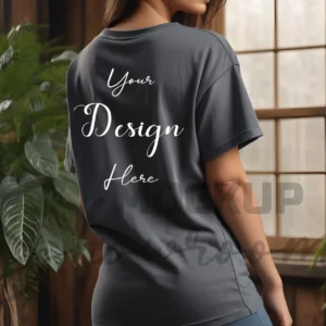 Women's Gray T-Shirt Mockup, Back View