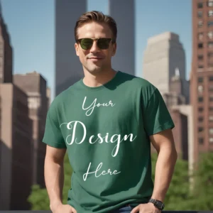 Mens Green T-Shirt Mockup, Front View