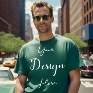Mens Green T-Shirt Mockup, Front View
