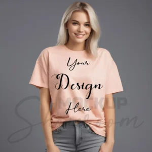 Women's Heather Peach T-Shirt Mockup, Front View