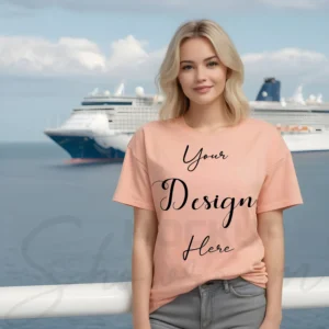 Women's Heather Peach T-Shirt Mockup, Front View