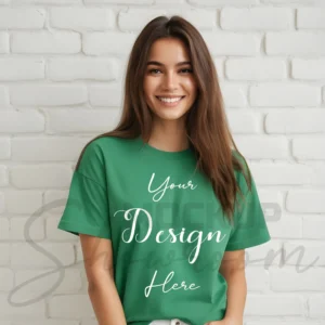 Women's Kelly Green T-Shirt Mockup, Front View