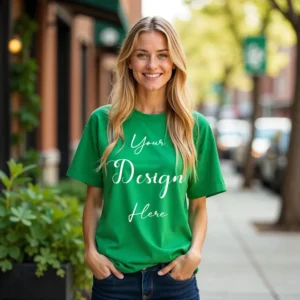 Women's Kelly Green T-Shirt Mockup, Front View