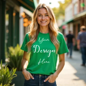 Women's Kelly Green T-Shirt Mockup, Front View
