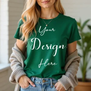 Women's Kelly Green T-Shirt Mockup, Front View