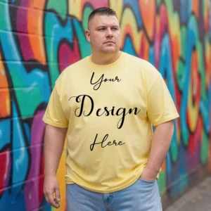 Mens Black Plus-size T-shirt Mockup, Front View