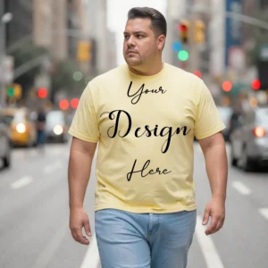 Mens Black Plus-size T-shirt Mockup, Front View