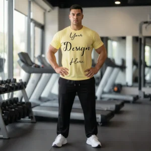 Mens Black Plus-size T-shirt Mockup, Front View