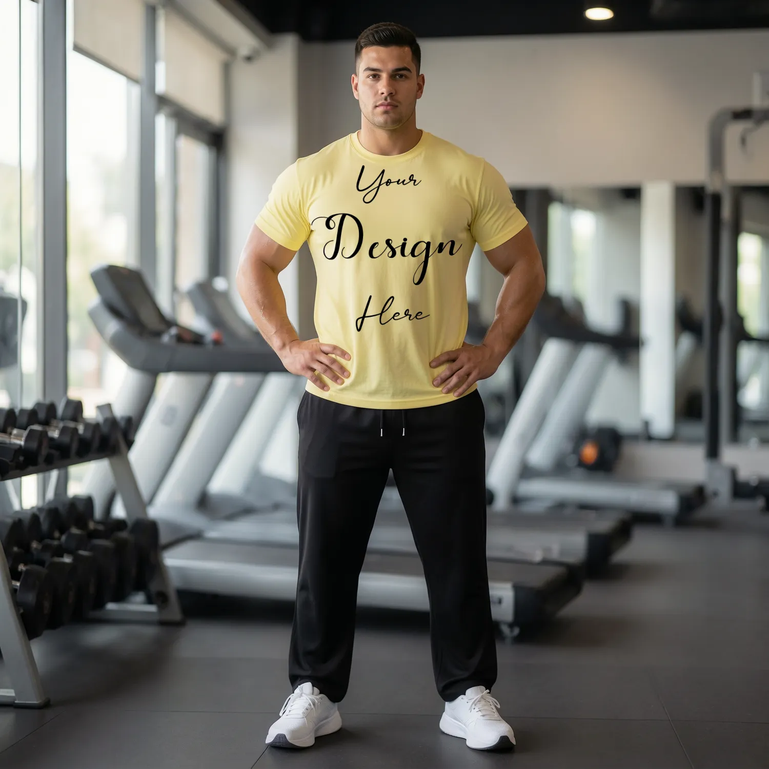 Mens Black Plus-size T-shirt Mockup, Front View