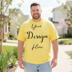 Mens Black Plus-size T-shirt Mockup, Front View