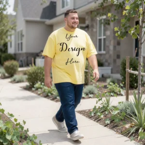 Mens Black Plus-size T-shirt Mockup, Front View
