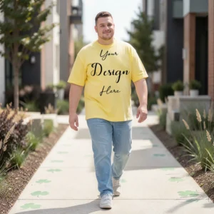 Mens Black Plus-size T-shirt Mockup, Front View