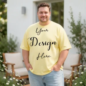 Mens Black Plus-size T-shirt Mockup, Front View